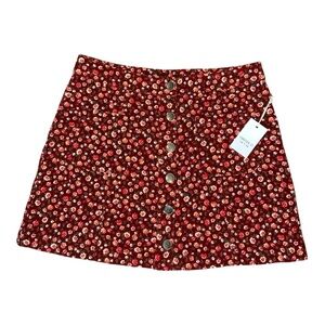 Sixties Groovy Floral Soft Corduroy Mini Skirt NWT medium